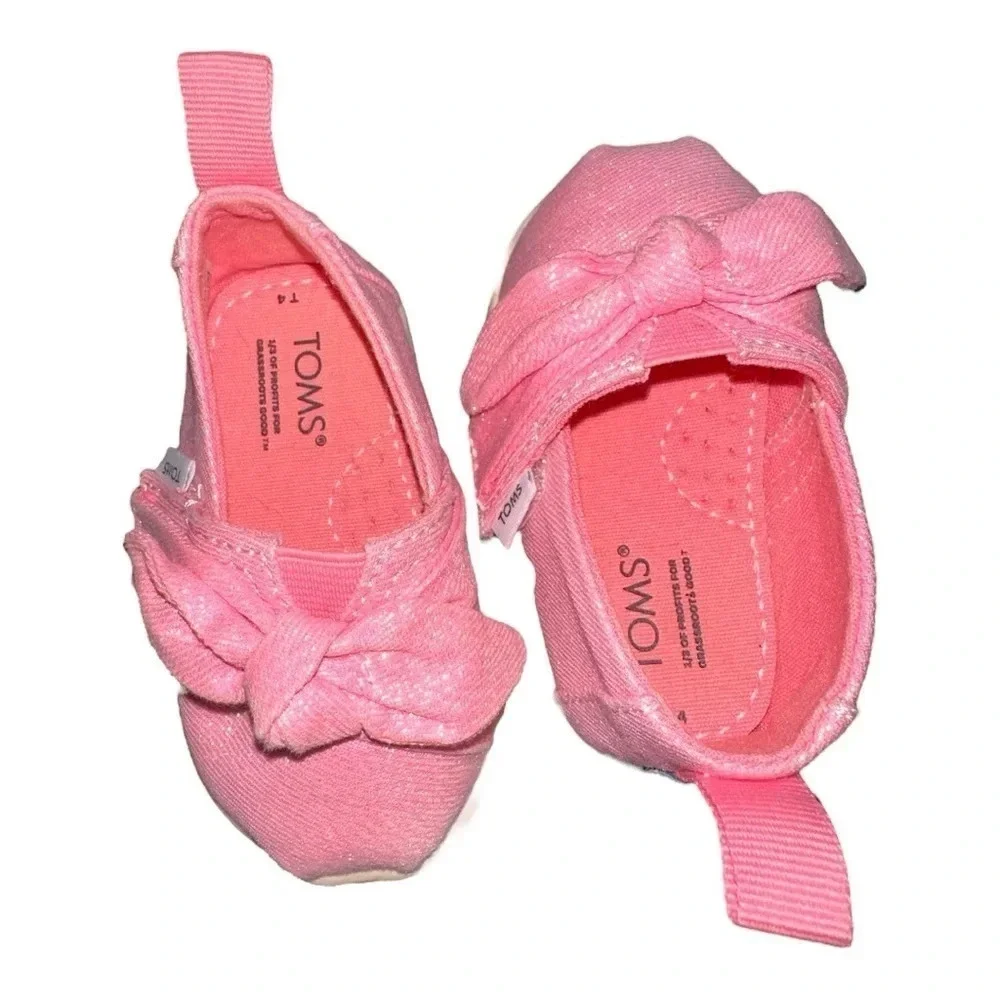 Tiny Alpargata Twill Glimmer Bow Shoe size 4